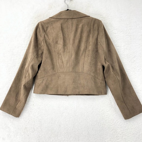 J.Crew Mercantile Womens S Tan Moto Jacket Faux Suede Asymmetrical Zipper Front - Picture 6 of 6